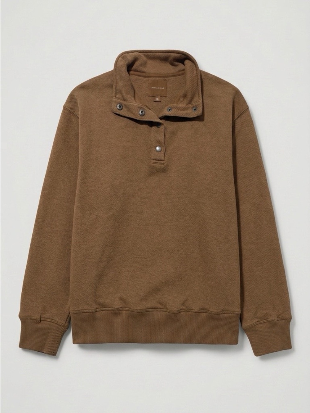 Button-Neck Pullover Sweater - Brown
